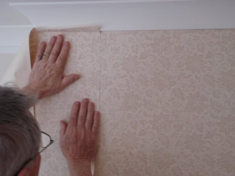 Hanging patterned wallpaper