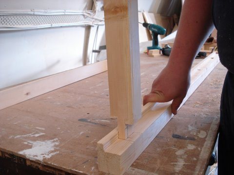 Assembling joinery on the workshop bench