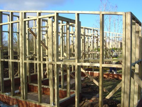Timber framing close up